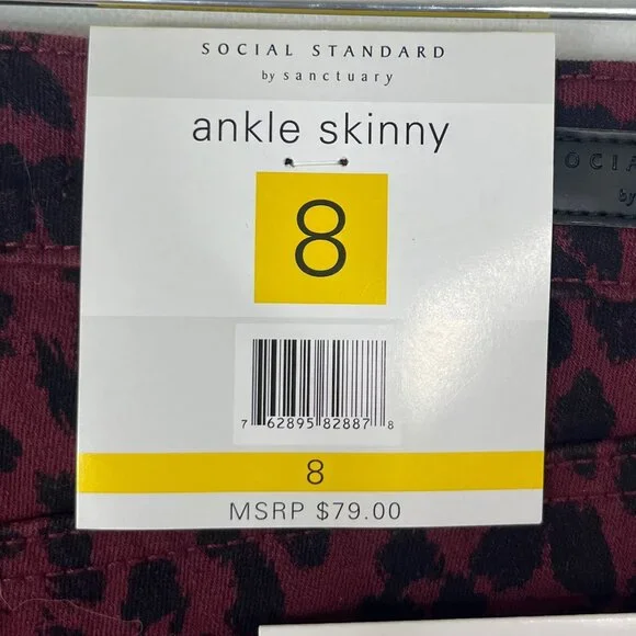 Social Standard Skinny Ankle Jeans Pants Womens Size 8 Red New - Picture 14 of 16